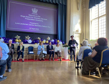 Lord-Lieutenant presents us with The King’s Award for Voluntary Services